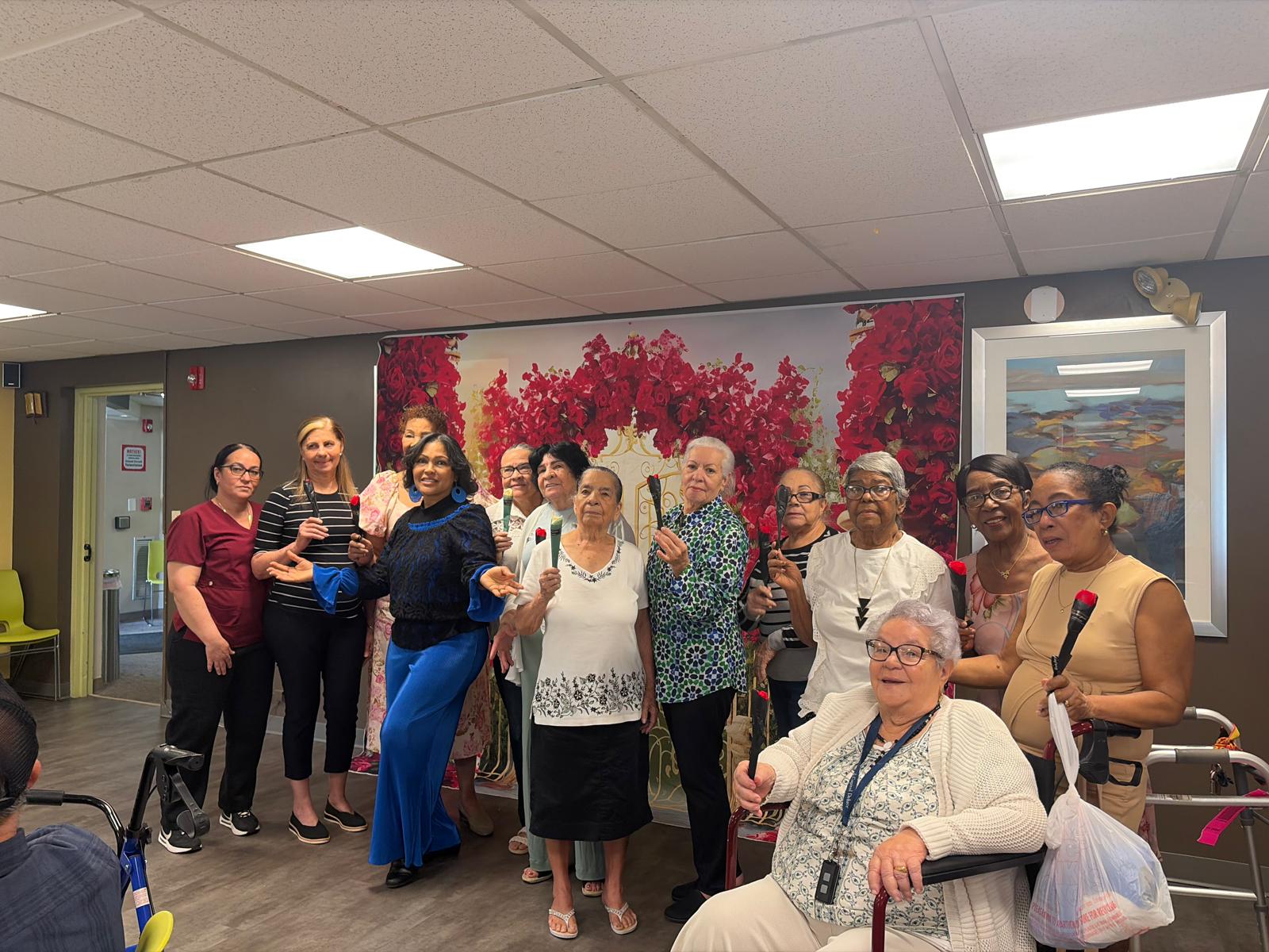 Senior citizens gathered together at a Student Music Project community event